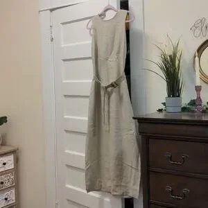 knee length dresses for ladies Lanhtropy Athina Midi Linen Dress